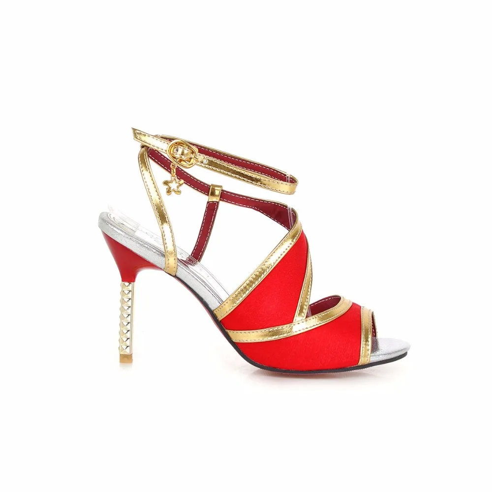 Женские босоножки на высоком каблуке черные красные синие фиолетовые или