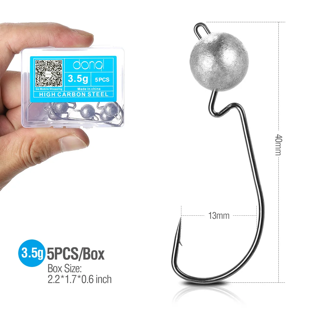 3.5g 5pcs DONQL 5/10 шт. широкая заводная рукоятка офсетная печать свинцовый крючок для рыбалки Jig Head рыболовный крючок для Мягкая приманка в виде червей 3,5g-14g колючий карп рыболовные крючки - Цвет: 3.5g 5pcs