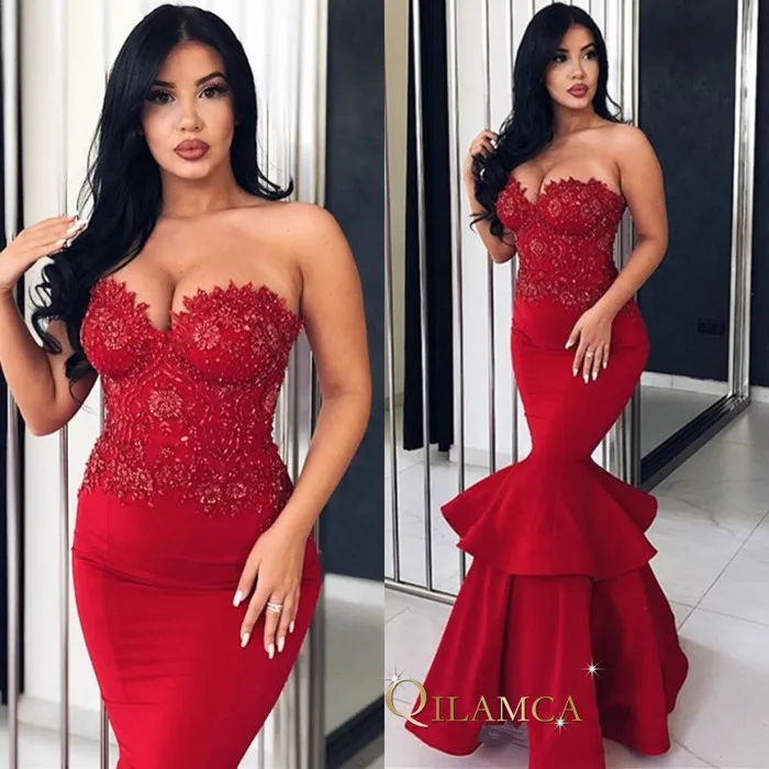 vestido de festa Sexy Evening Gowns Sweetheart robe soiree Red Mermaid Dresses Long 2018 Best Selling | Свадьбы и торжества