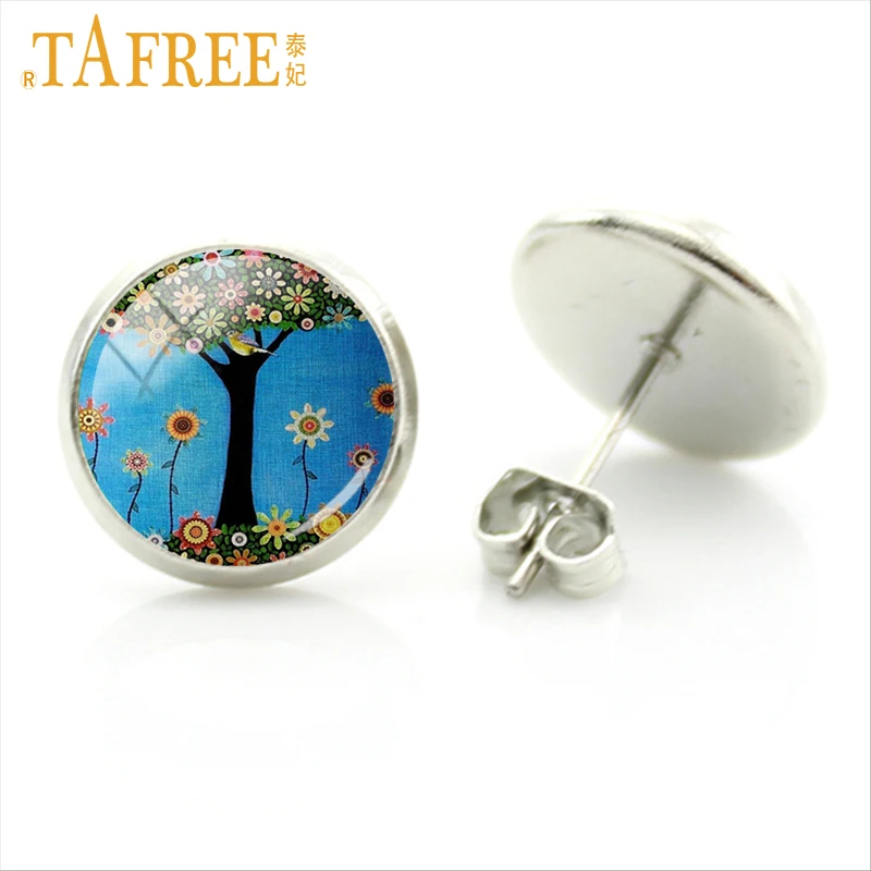 TAFREE Wintersweet вишня в цвету векторный серьги гвоздики дерево жемчужной сережкой