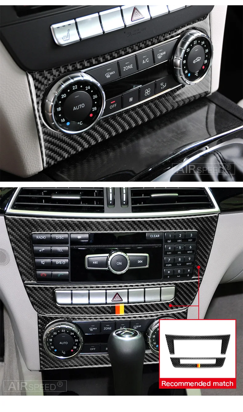 Скорость полета для Mercedes Benz C Class W204 аксессуары 2011-2013 углеродного волокна салона кондиционер чехол для пульта наклейки