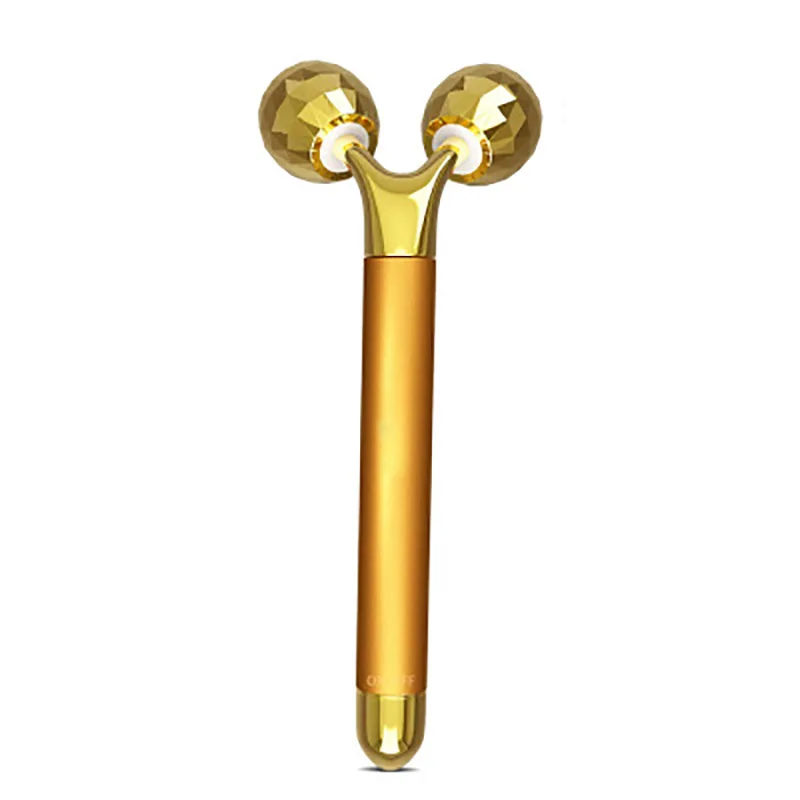 24k Gold Energy Bar 3d Электрический вибромассажер для лица V лифтинг бар карандаш для лица ролик двойной для лица и подбородка формирующий массажер