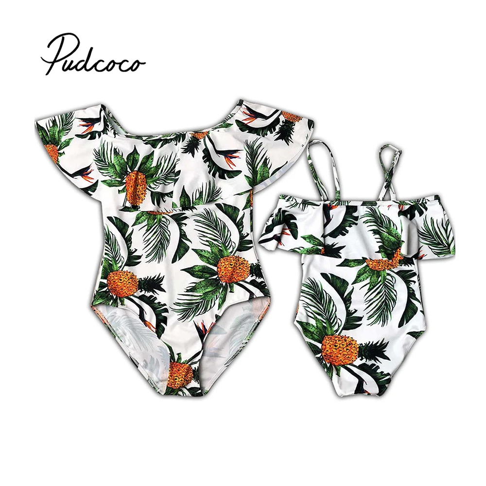 Pudcoco 2018 одинаковые комплекты для семьи одежда купания мамы и дочки купальник
