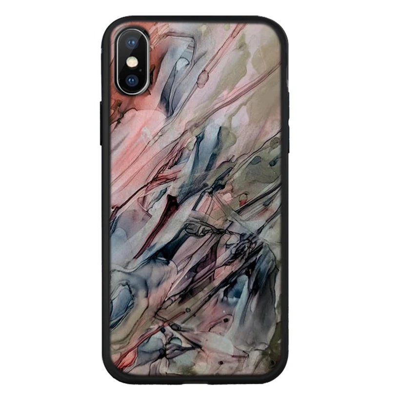 Silicone Cover Case For iPhone X XR XS 6 6S 7 8 Plus Marble paint design Pattern Phone Cases Back Shell Max B26 |