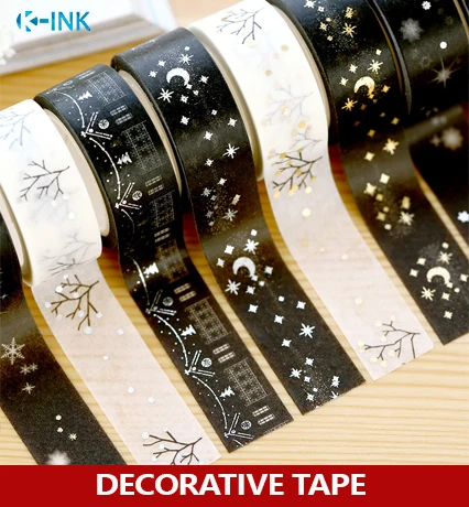 8 рулонов/партия черно-белая луна/чешуйка/дом/дерево васи ленты японская