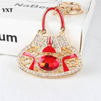 personality women lady hangbag red big oval crystal rhinestone charm pendant purse key ring chain wedding party birthday gift