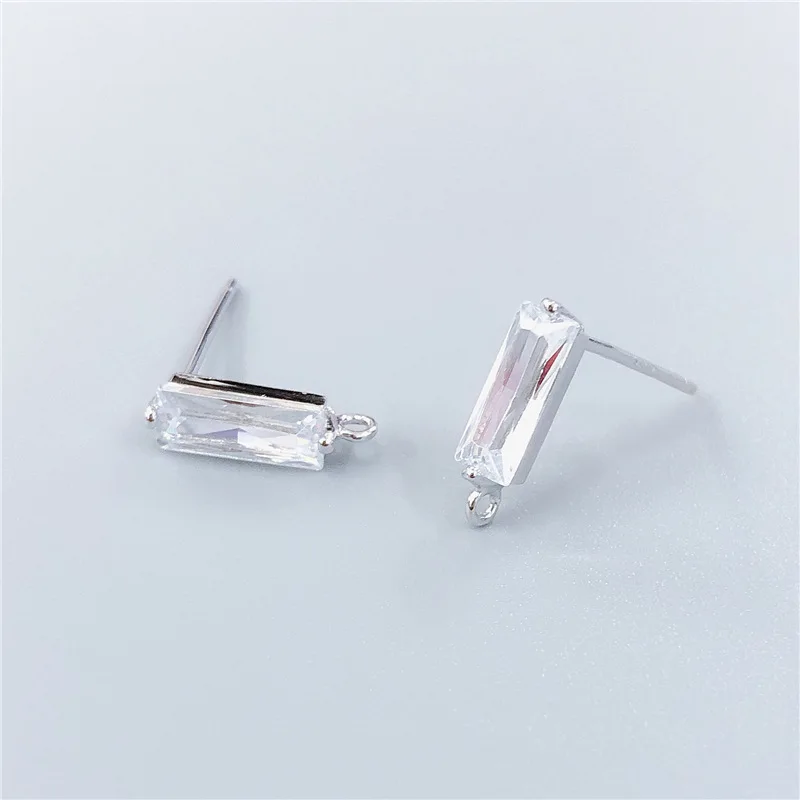 Rhodium color S10 2 шт., 925 пробы, серебряные серьги-гвоздики, застежка, кристалл, Шпилька для ушей, для рукоделия, для изготовления ювелирных изделий, Восстановленный цветок, сердце, серьги, фурнитура - Цвет: Rhodium color S10