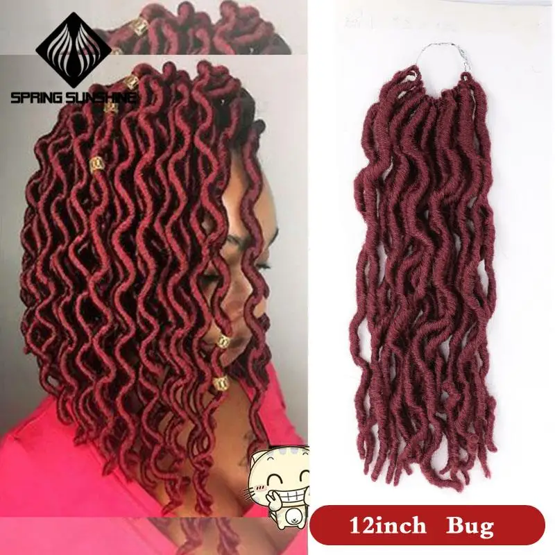 Весна солнце 12 18 дюймов Nu Locs Ombre Faux Locs Curly плетение волос Синтетические крючком косы волос
