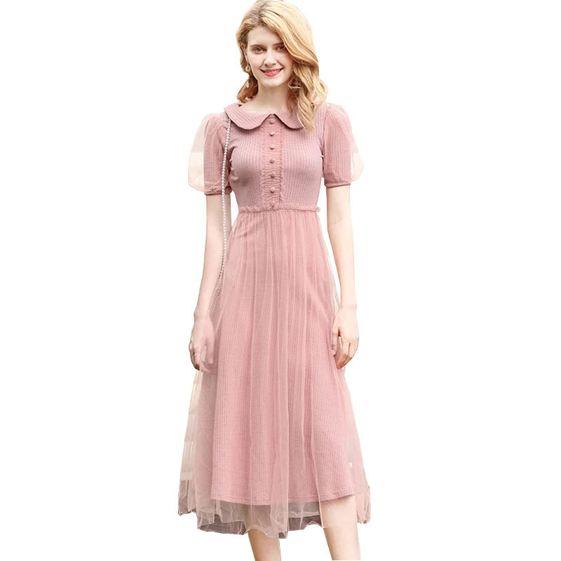 Женское Сетчатое платье рубашка Trytree повседневное офисное до середины икры с