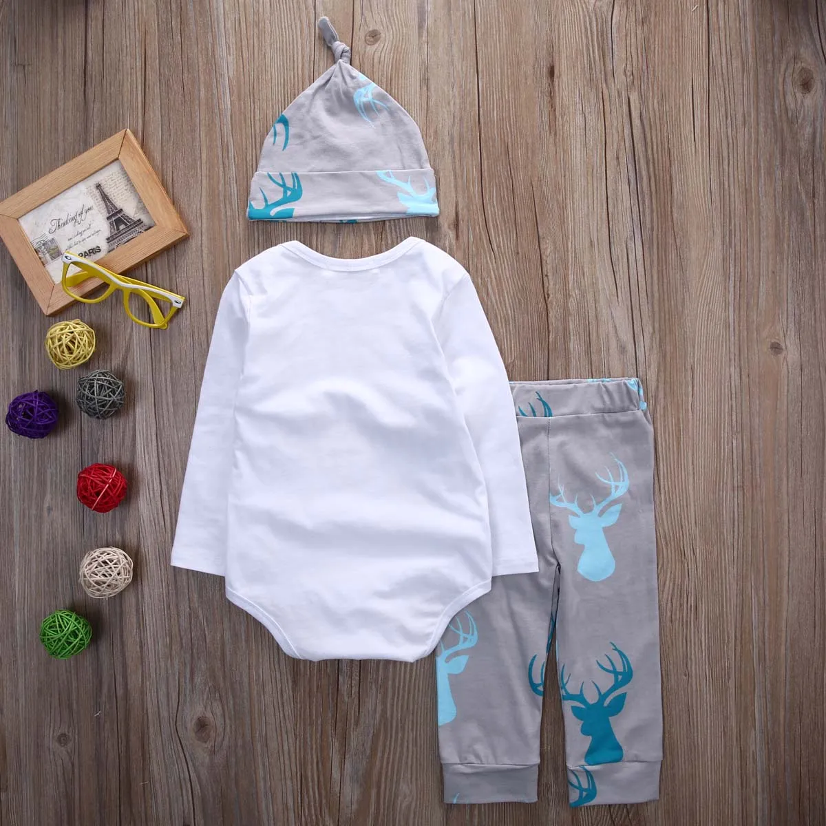 Одежда для новорожденных мальчиков комбинезон с оленем штаны леггинсы шапочка