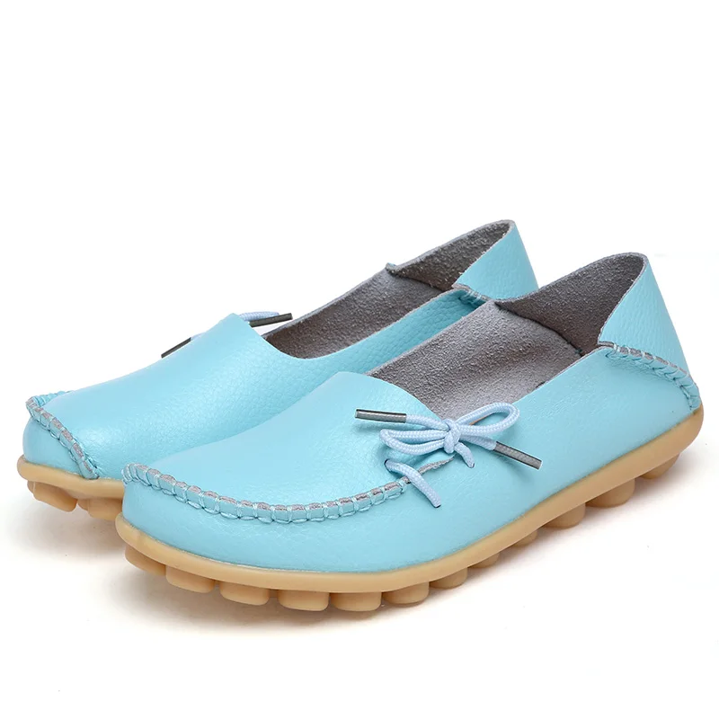 Light blue Aphixta/обувь из натуральной кожи; женские лоферы; туфли на плоской подошве; мокасины; женская обувь из коровьей кожи; женские балетки на плоской подошве - Цвет: Light blue
