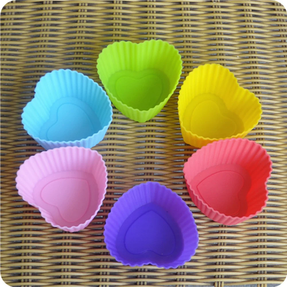 10 шт./лот торт чашки для выпечки Маффин формы силиконовые мыло сердце пудинг