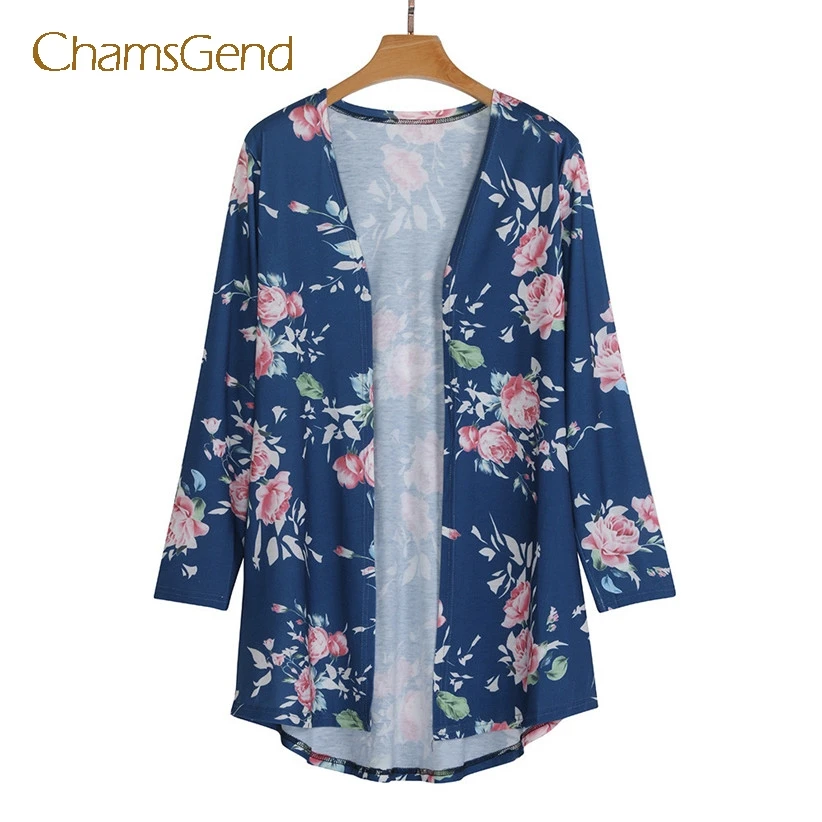 Chamsgend Women Casual Flower Print Sweater Coat Autumn Cardigan Outfit Drop Shipping 7915 |