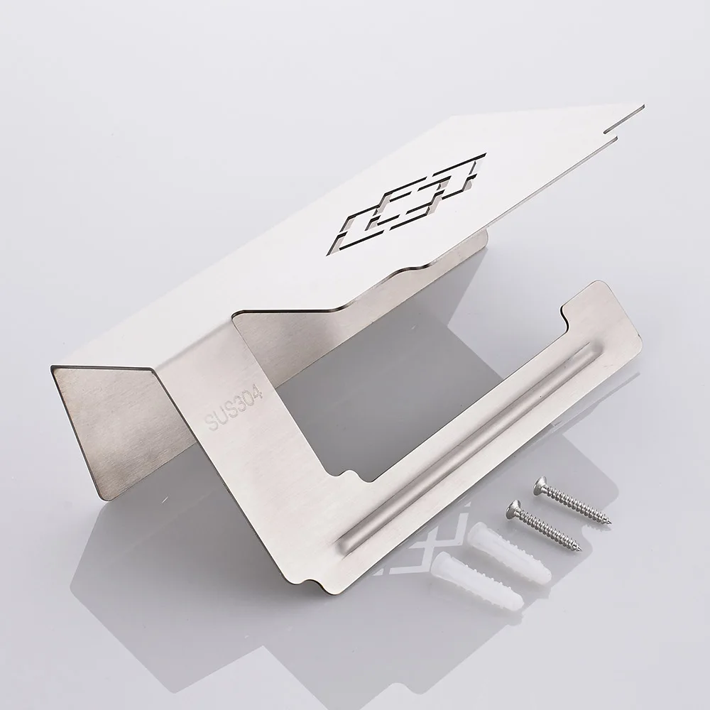 

Paper Holders Stainless Steel Chrome Toilet Roll Holder Phone Stand Wall Bathroom Accessories Without Cover WC Rack WF-18063