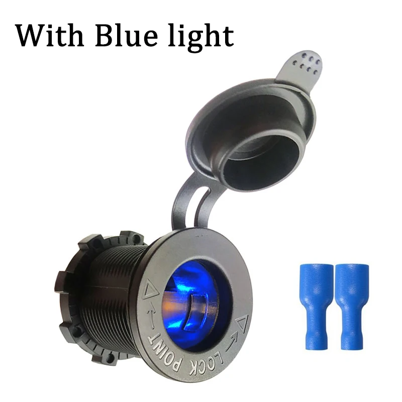 With Blue Light 12 V автомобильный прикуриватель для мотоцикла штекер разъема для морского автомобильного зарядного устройства адаптер для прикуривателя с синим светом - Название цвета: With Blue Light