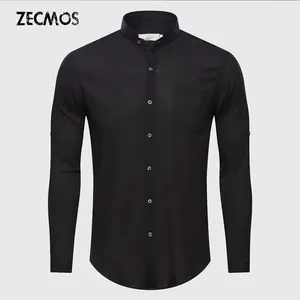 Мужская Просвечивающая рубашка, однотонная простая хлопковая Классическая рубашка с длинным рукавом и полуворотником, в китайском стиле, на лето