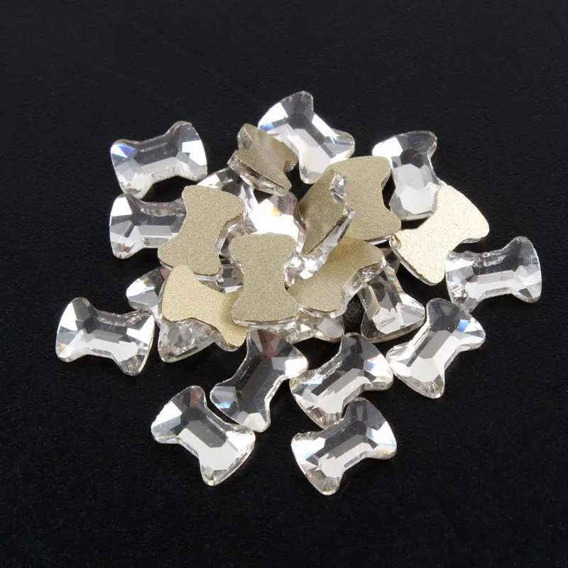 Bow tie 4x6mm 1000 шт блестящие стеклянные стразы для дизайна ногтей кристально чистые микс формы стеклянные плоские с оборота камни для 3D украшения ногтей - Цвет: Bow tie 4x6mm