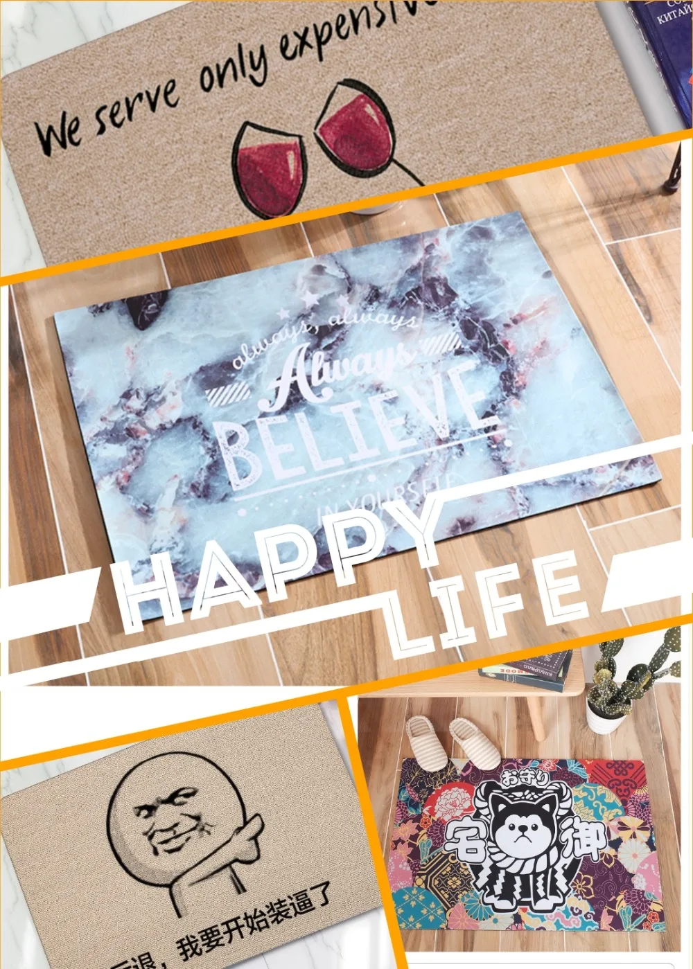 Doormat Entrance Floor Mat Funny Door Mat Hello Fall Non-slip Doormat Machine Washable Non-woven Fabric Top 23.6"X15.7"