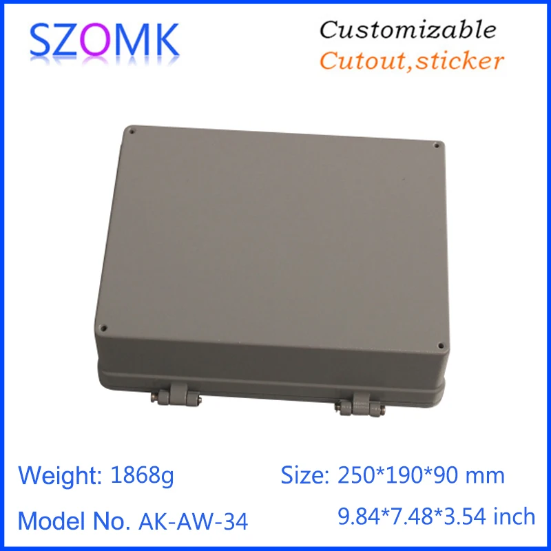 1 piece 250*190*90mm szomk hinged cover die cast waterproof aluminum amplifier housing box electronics enclosure | Обустройство дома