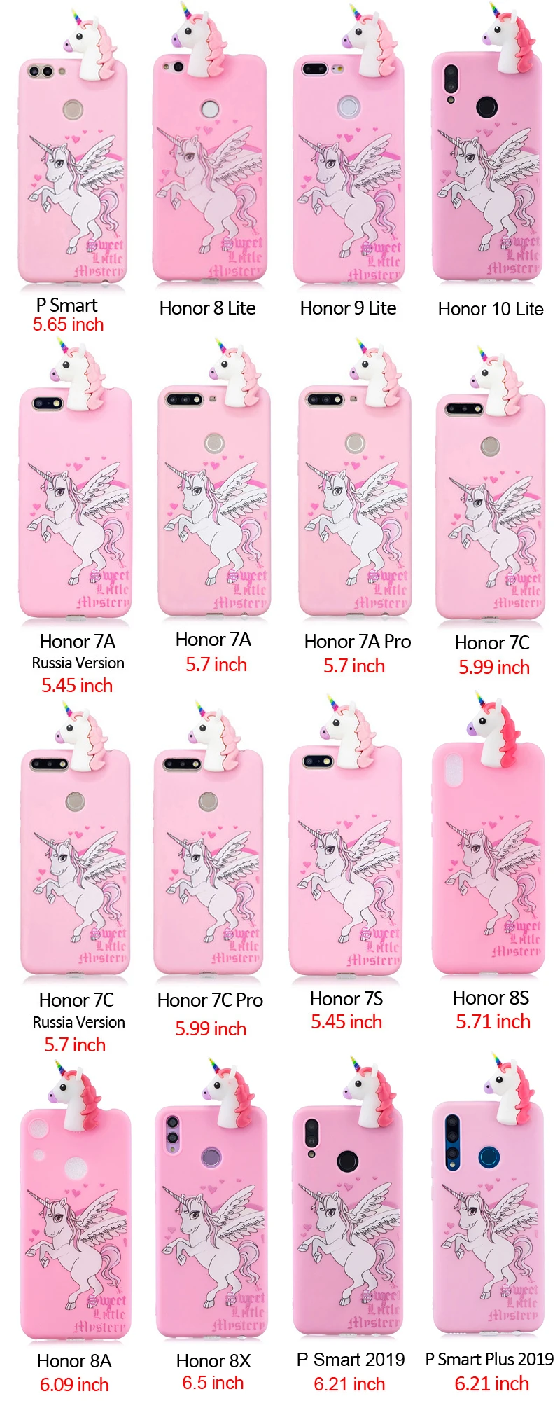 3D единорог панда Медведь кактус Мягкий Силиконовый ТПУ чехол для Huawei P Smart Z Honor 7A 7C Pro 7S 8S 8 9 10 Lite 10i 8X 8C 8A чехол