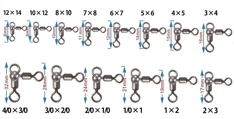 

[1000pcs] Fishing Swivels Double Ball Bearing Swivel Solid Ring Fishing Connector Fishing Accessory