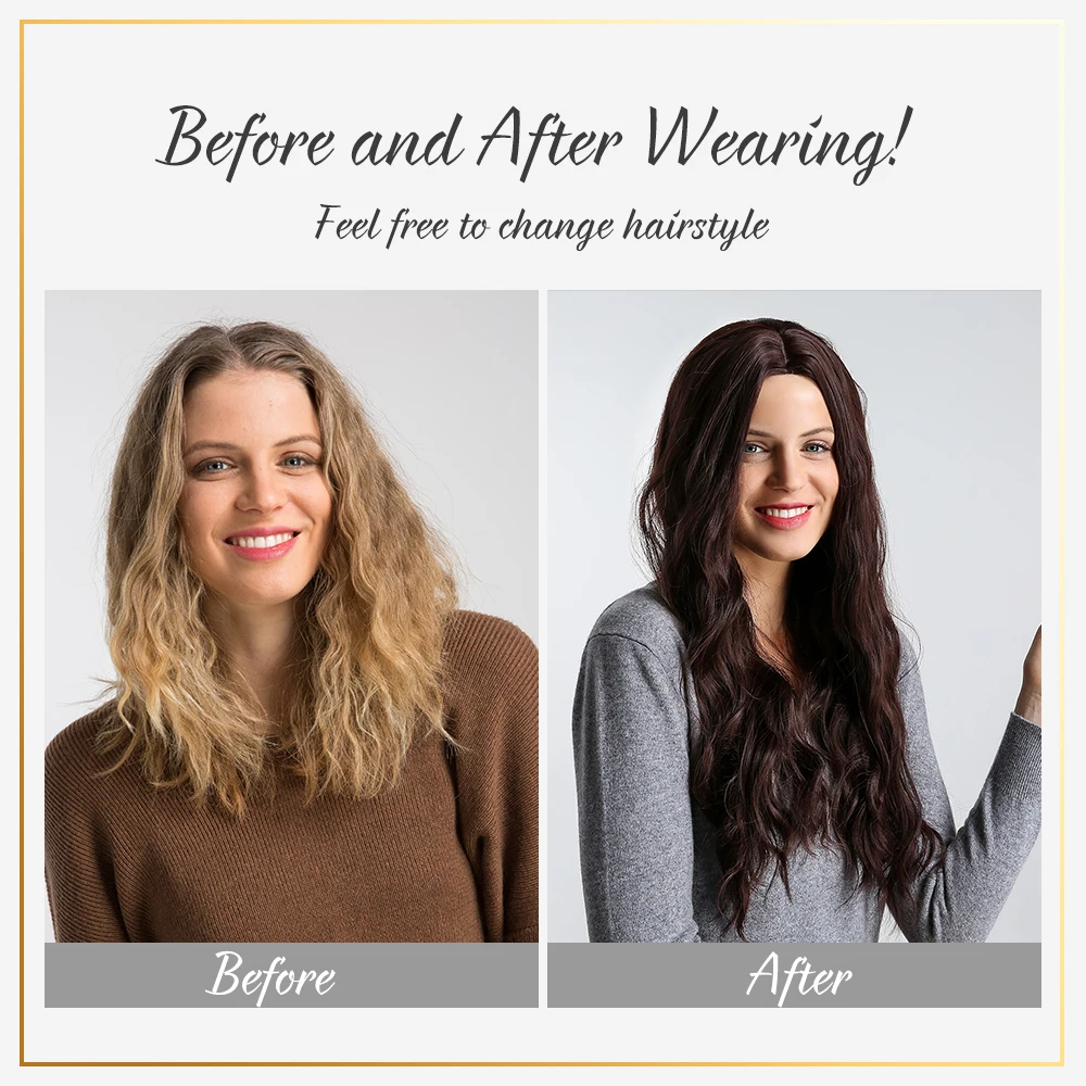 Блонд Единорог 26 дюймов синтетический ЦЕНТР расставания длинные волнистые