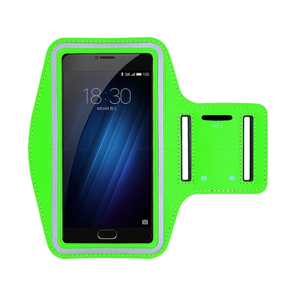 Чехол на руку для Meizu M5 M3 M3s Mini Note Max M3x M3e MX6 MX5 MX5e U10 U20 Sport Running Gym Phone holder Bag - Цвет: Зеленый