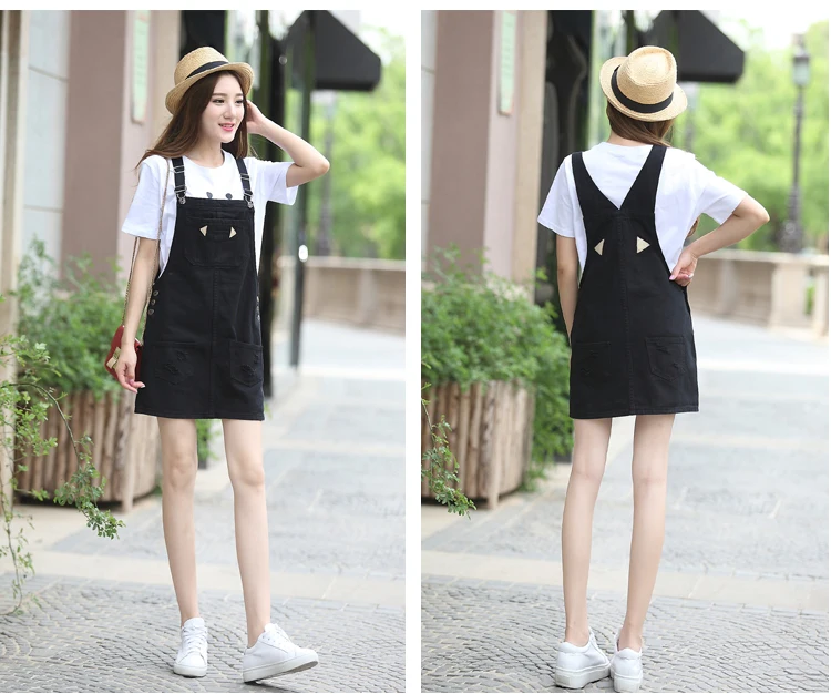 Женское студенческое короткие джинсы деним платье белое/черное/красное