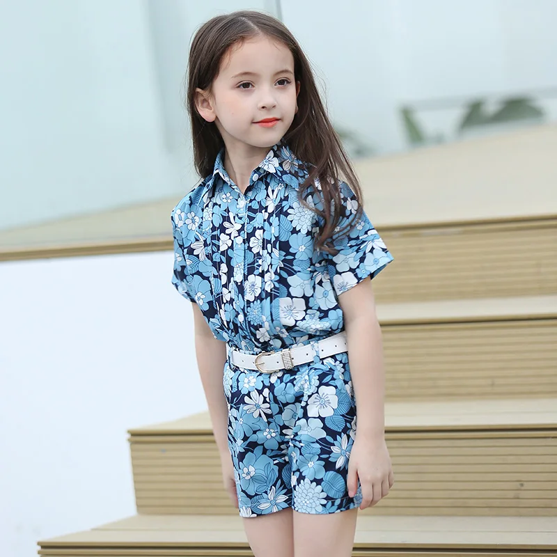 Лето 2017 г. комплект детской одежды дети рубашка с короткими рукавами для крупных