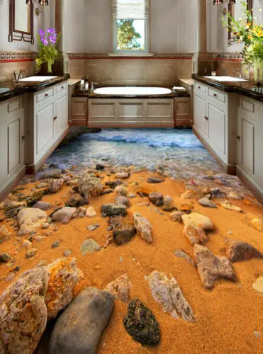 

[Self-Adhesive] 3D Sand Beach Sea 44 Non-slip Waterproof Photo Self-Adhesive Floor Mural Sticker WallPaper Murals Print Decal