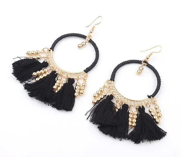 5 цветов Модные Этнические богемные висячие серьги подвески с кисточками для