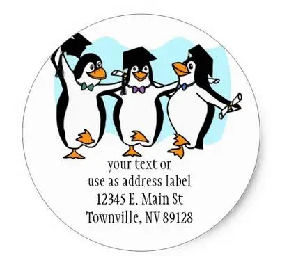 

1.5inch Cute Cartoon Graduating Penguins Classic Round Sticker