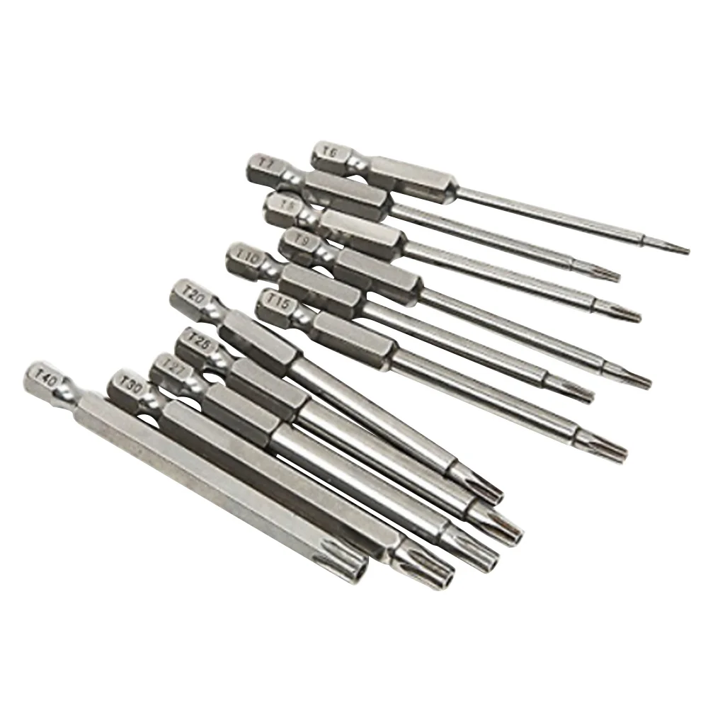 11 шт. 100 мм Магнитная отвертка Torx биты T6/T7/T8/T9/T10/T15/T20/T25/T27/T30/T40 головка электрической отвёртки инструмент