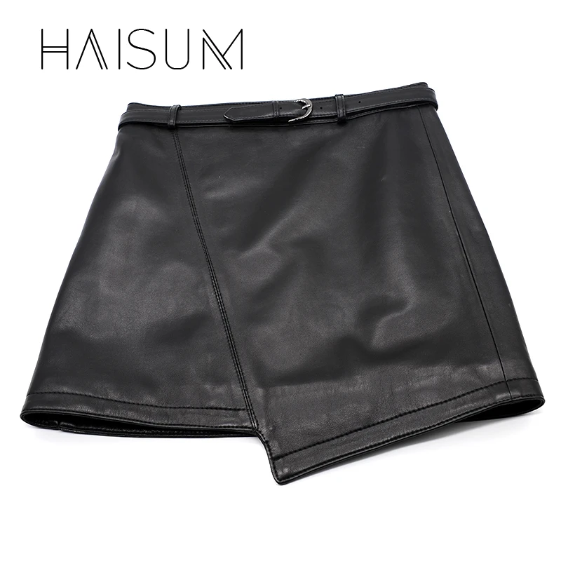 Горячая Распродажа Haisum Excellent! осень зима Женская цветная тонкая юбка из натуральной кожи Hip Faldas M-XXXXL Размер Le010
