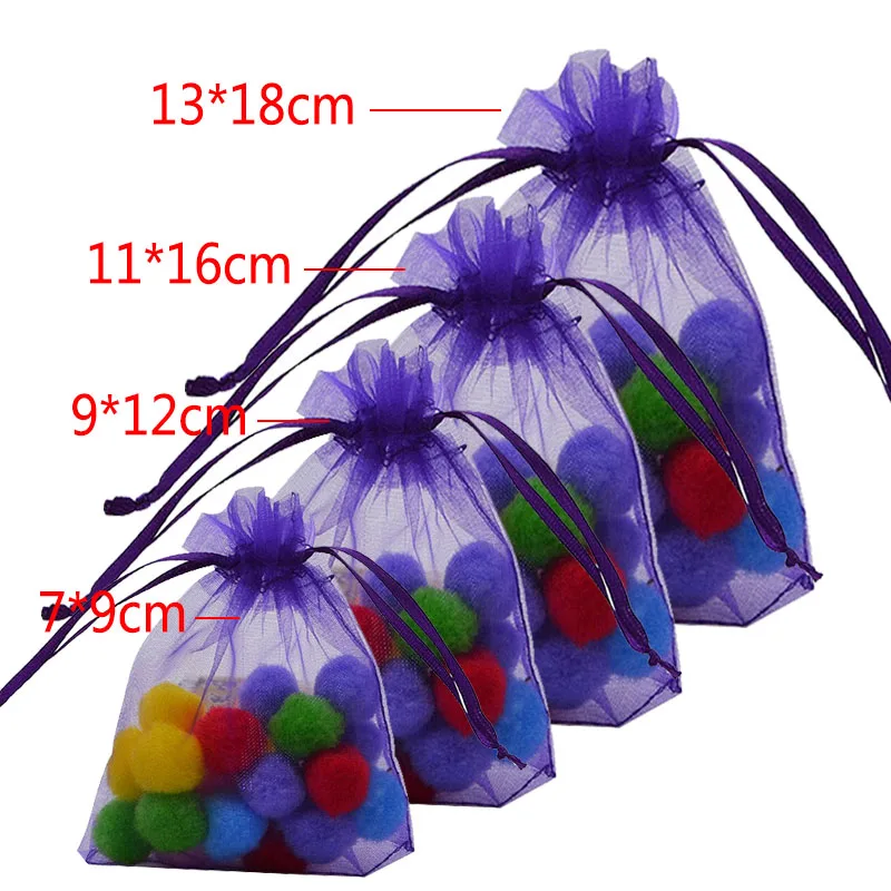 20 шт. подарочные сумки из органзы 7x9 см 9x12 см 11x16 см 13x18 см затягивающийся мешочек для ювелирных изделий Свадебные украшения подарочные пакеты упаковочные материалы
