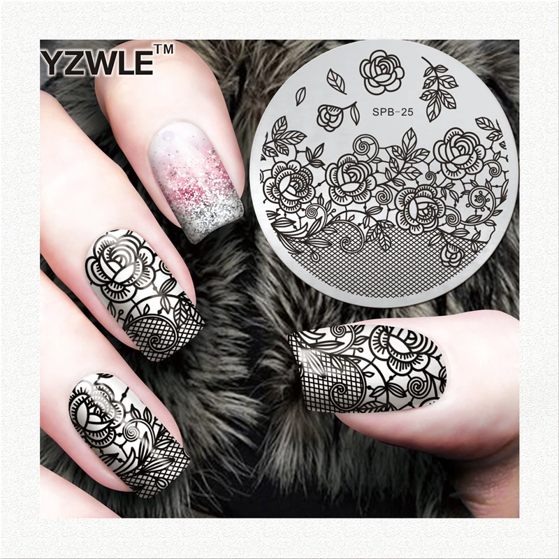 

Lace Flower Pattern Stamping Nail Art Image Plate 5.6cm Stainless Steel Template Polish Manicure Stencil Tool