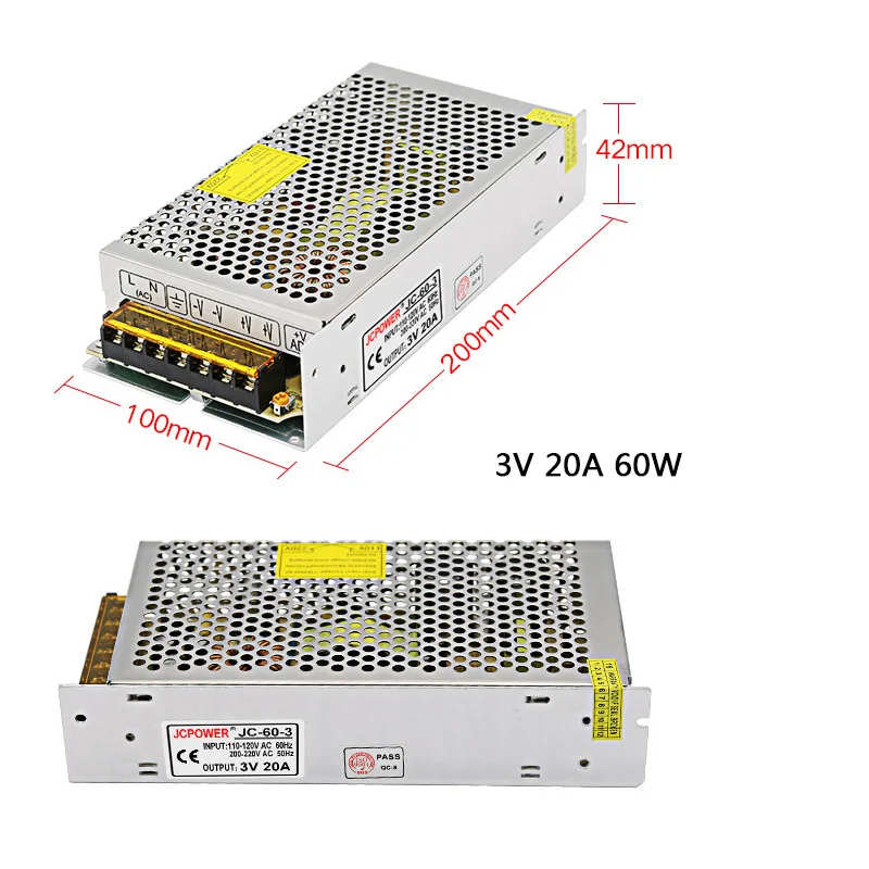 DC3V 10A/20A/25A/40A 180W Светодиодный импульсный источник питания AC110V 220V к DC 3V светодиодный