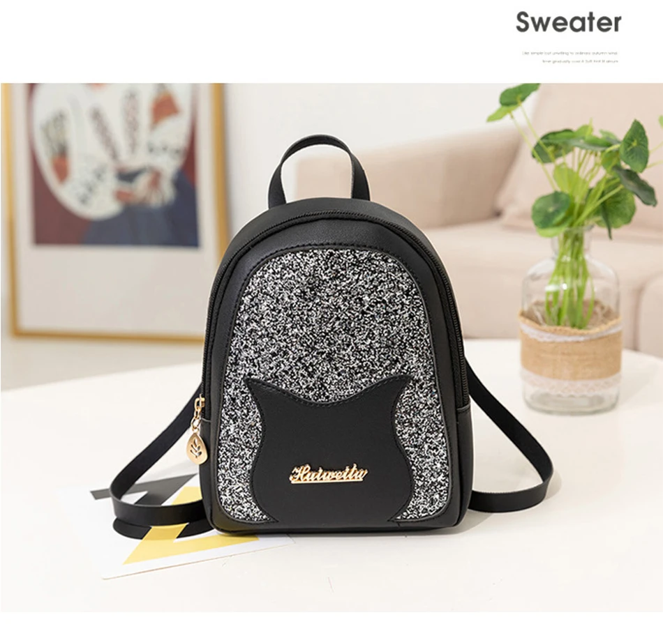Girl's Small Backpack Brand Fashion Shining Sequin Shoulder Bag Women Multi-Function Mini Back pack for Teenage Girls Kids