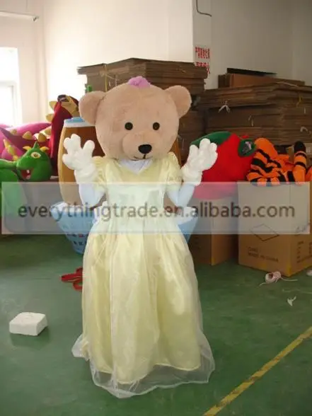 NEW 2014 new Adult cute cartoon yellow dress bear mascot fancy lovely costumes party | Тематическая одежда и униформа