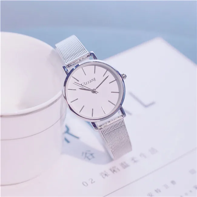 Silver white Часы из розового золота, женские часы от ведущего бренда, роскошные модные женские наручные часы с металлическим сетчатым ремешком, кварцевые женские часы, серебряные женские часы - Цвет: Silver white