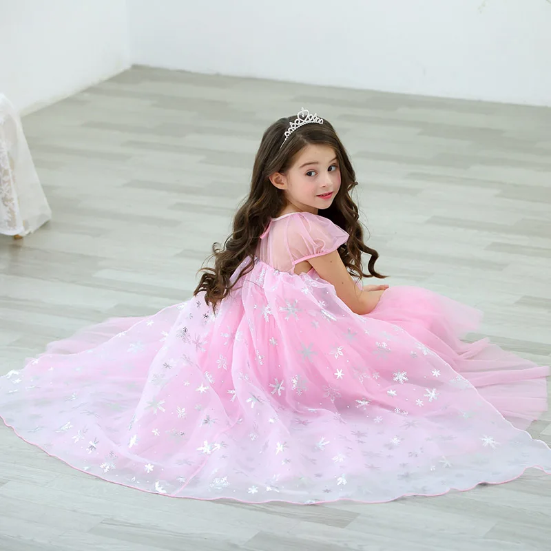 Girls Blue Elsa Princess Cosplay Costume with Cape Dress Birthday Gift Party Carnival Fancy | Тематическая одежда и