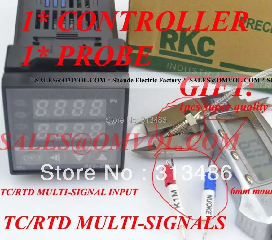 Контроллер Температуры TC/RTD PID 100 240VAC REX C100 релейный выход + 1 зонд|control disc|control