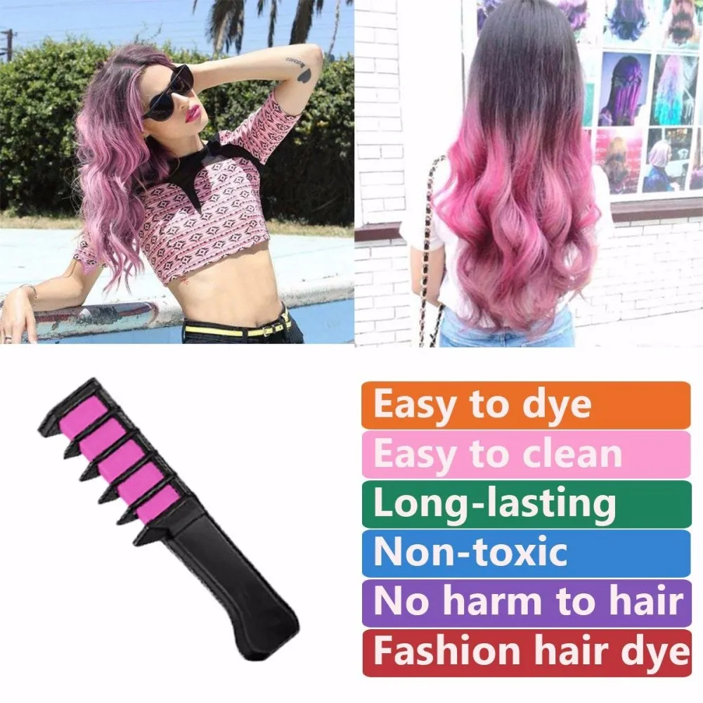 

Non-toxic One-time Mini Hair Color Comb 6 Colors Dye Cream Kits Temporary party Cosplay Salon Hair Wax FR/US/ES Stock TSLM2
