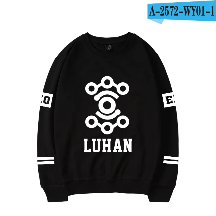 LUCKYFRIDAYF Новинка EXO Kpop Team монолитные зимние толстовки для женщин Kpop Fans свитшоты Harajuku женская одежда - Цвет: Black