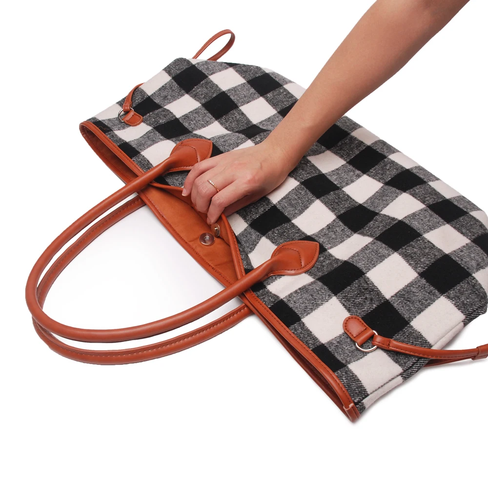 Красная сумка тоут Buffalo в клеточку из шерсти с рисунком виде тартана DOM377|tote bag|women