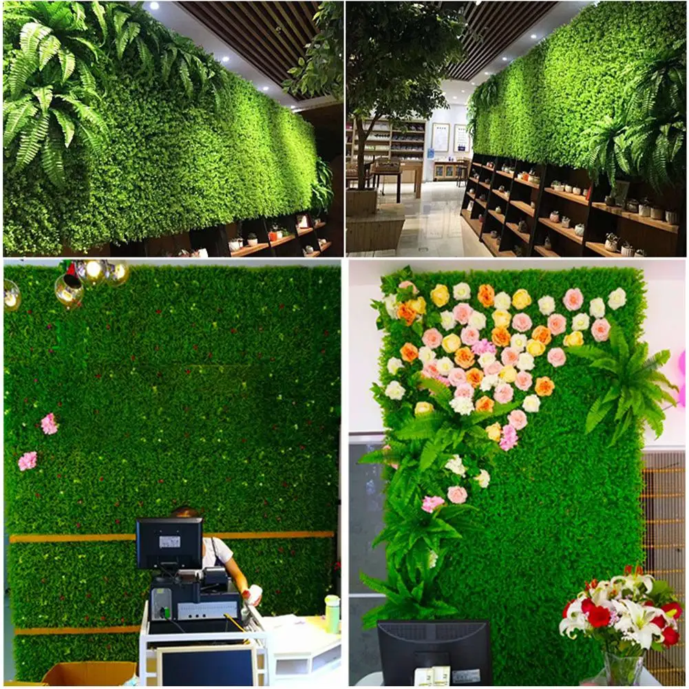 1 шт. зеленое пластиковое искусственное растение газон стены прочный самшит хедж