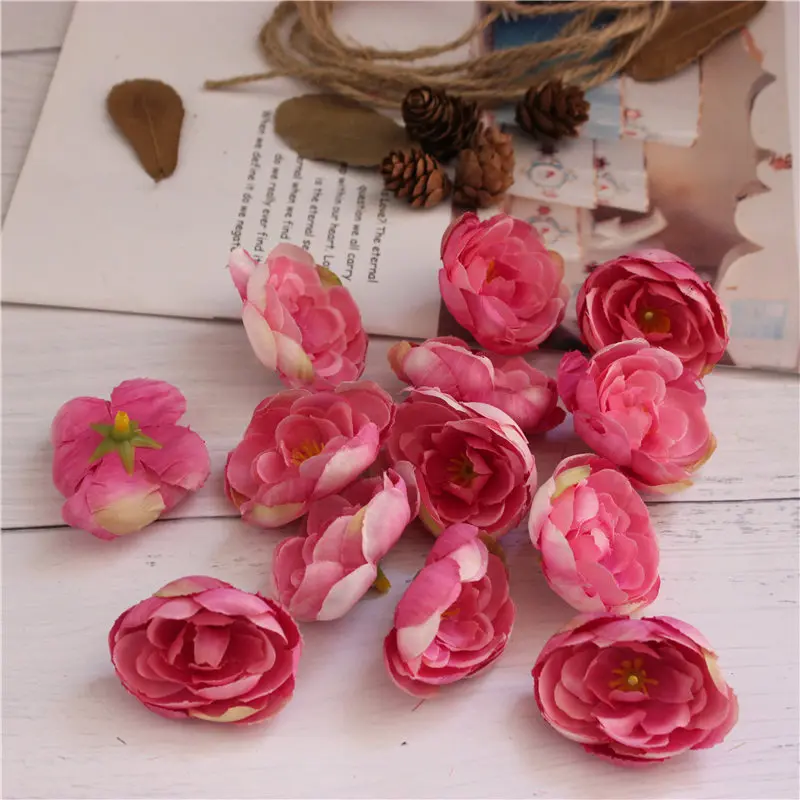 rose red 5 шт. 4 см Мини Искусственные из ткани искусственный цветок для свадьбы Вечерние домашние украшения для комнаты свадебные туфли шляпа аксессуары Шелковый цветок - Цвет: rose red