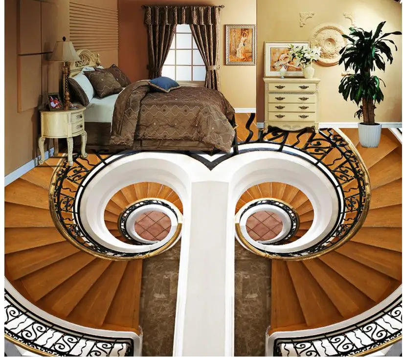Home Decoration Rotate stairs living room 3D floor wallpaper for bathroom waterproof 3d flooring | Обустройство дома