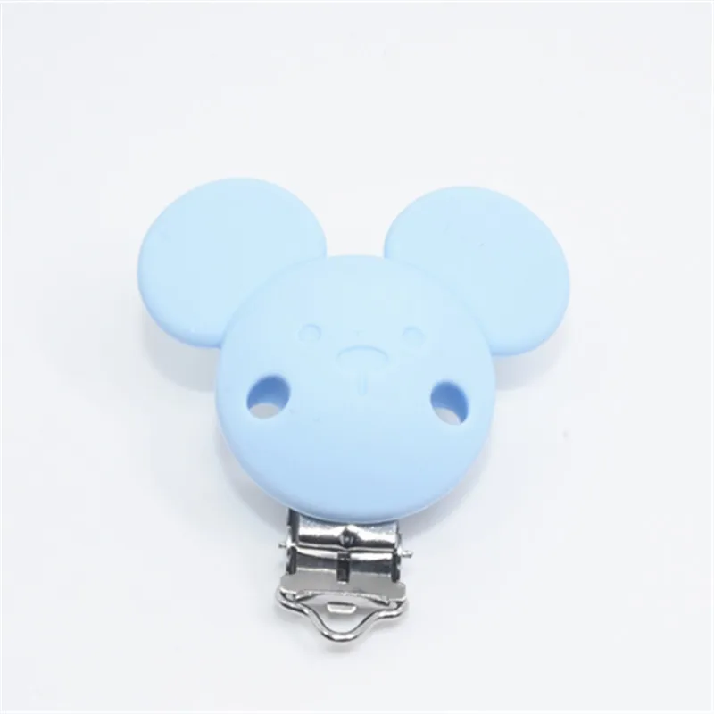 Pastel Blue 10 шт. микки кольцо для соски цепочка для прорезывателя Держатель Зажимы BPA Бесплатно Детские кормящие безопасные игрушки аксессуары DIY соски зажимы - Цвет: Pastel Blue