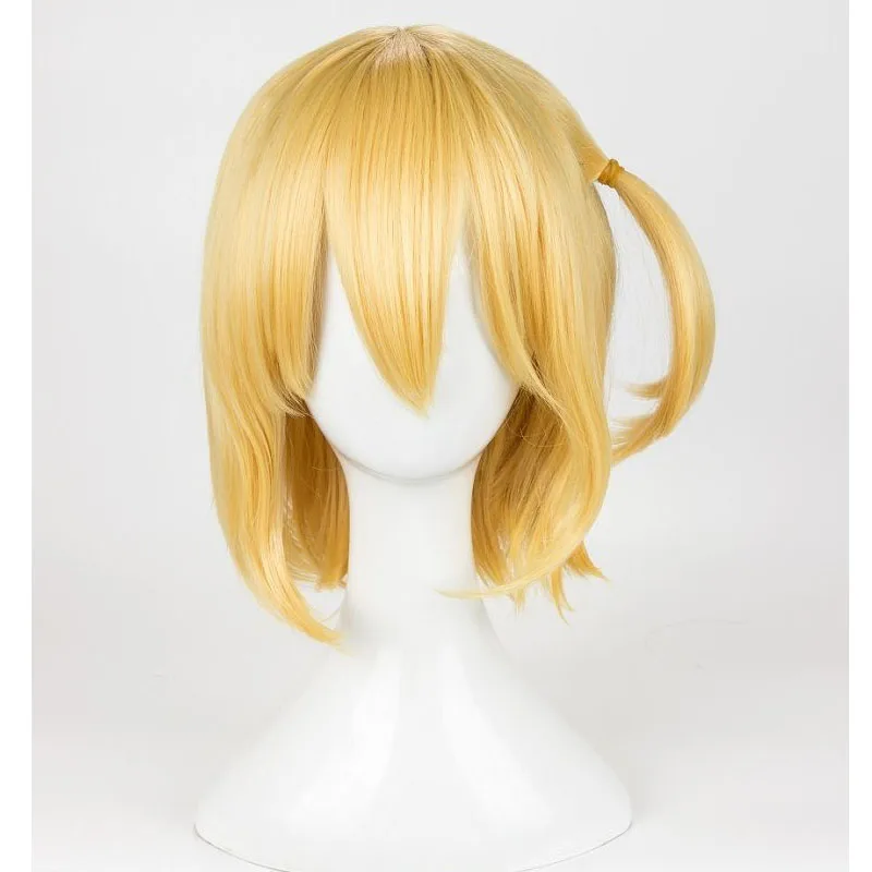 Haikyuu! Hitoka Yachi Wig косплей парик короткий золотой из синтетических волос + шапочка
